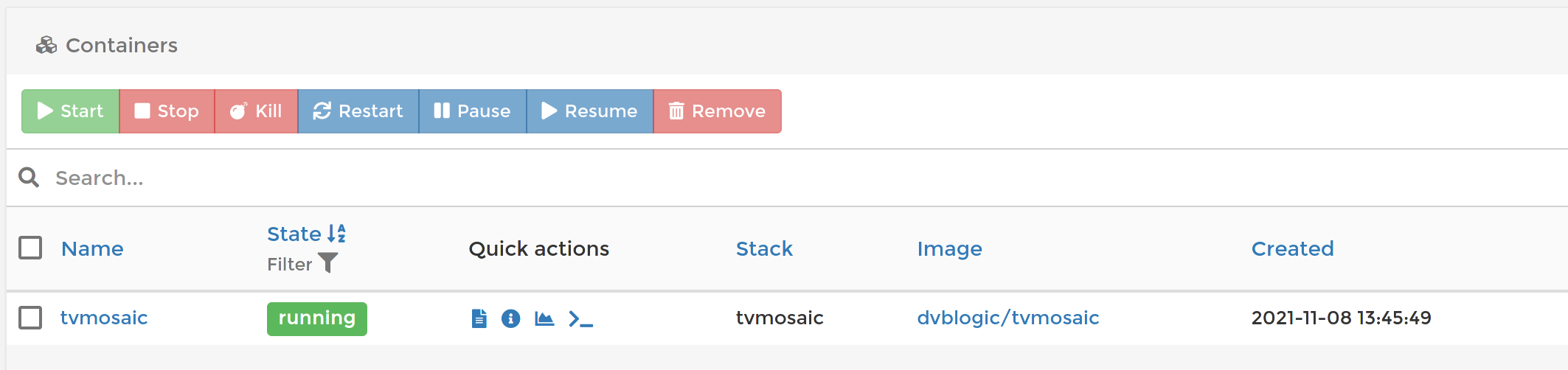 TVMosaic als Docker-Compose Stack in Portainer auf Synology